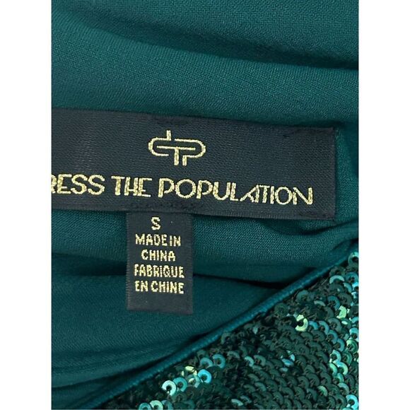 Dress The Population Emilia Sequin Long Sleeve Midi Dress Womens Green Small - Picture 11 of 11